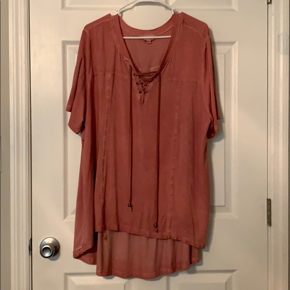 POL Blush Lace-Up Top